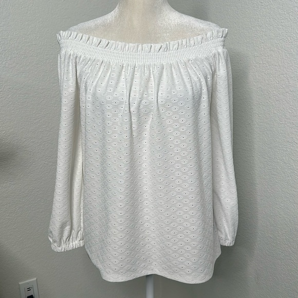Off the Shoulder Tops Michael Kors Tops White Blouses Summer Tops Size Medium - Picture 1 of 9